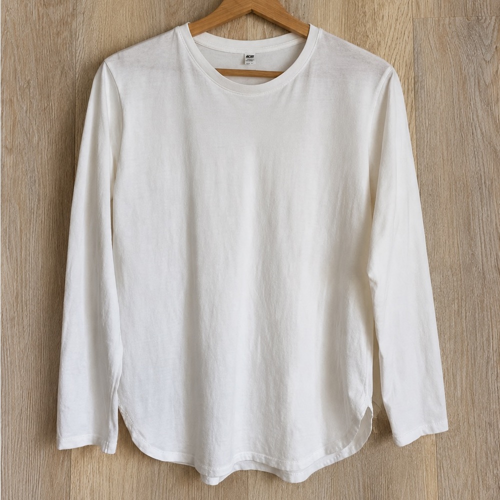 Classic White Long-Sleeve Crewneck Shirt - Men's